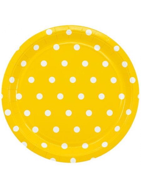 Тарелка бумага 6 шт 23 см Горошек цвет желтый