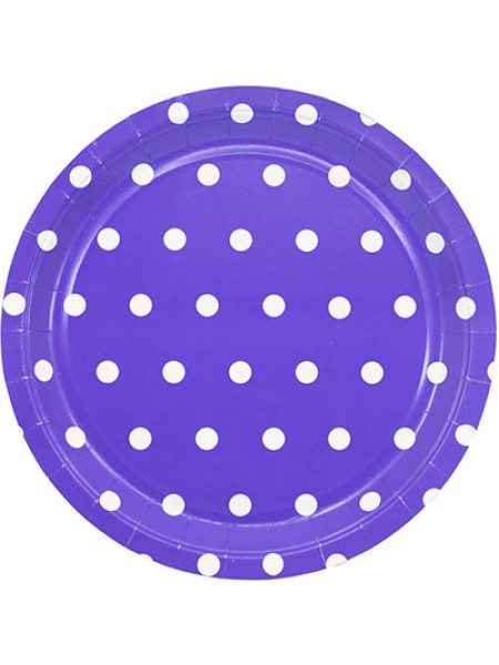 Тарелка бумага 6 шт 23 см Горошек цвет фиолетовый