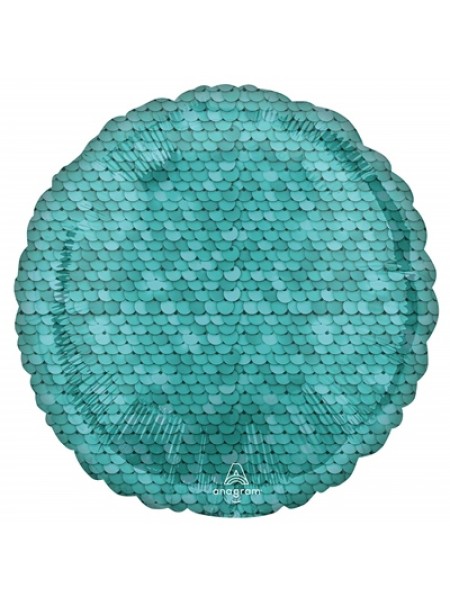 Фольга шар круг Пайетки Ocean Blue 18"/46 см