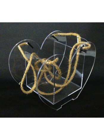 Акриловый бокс-сумка для цветов Сердце 15 х19 х10,5 см
