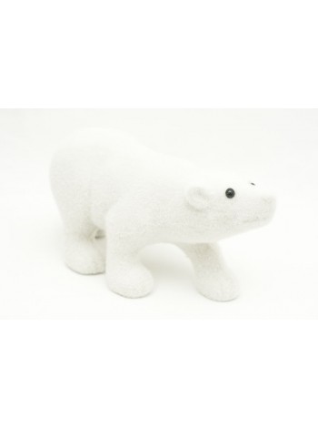 Медведь флок 14 х 30 см цвет белый
