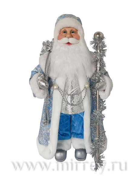 Дед Мороз 40 см в серебристо-голубой шубке