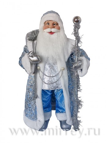 Дед Мороз 60 см в серебристо-голубой шубке