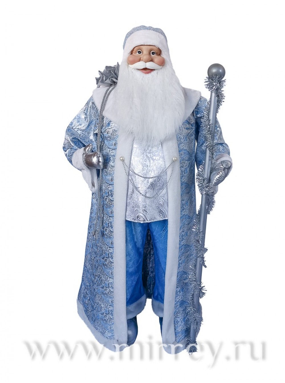 Дед Мороз 120 см в серебристо-голубой шубке (086М) - купить по оптовым ценам