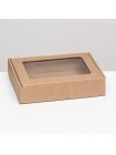 Коробка складная 21 х15 х5 см с окном цвет бурый самосборная