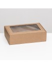 Коробка складная 26 х17 х8 см с окном цвет бурый самосборная