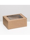 Коробка складная 22 х16,5 х9,5 см с окном цвет бурый самосборная