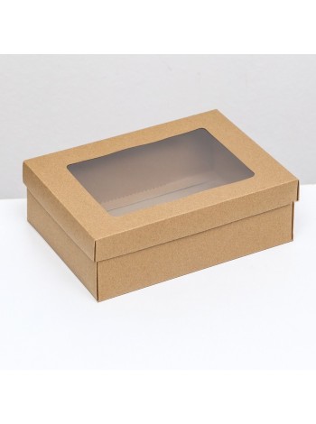 Коробка складная 21 х15 х7 см с окном крафт