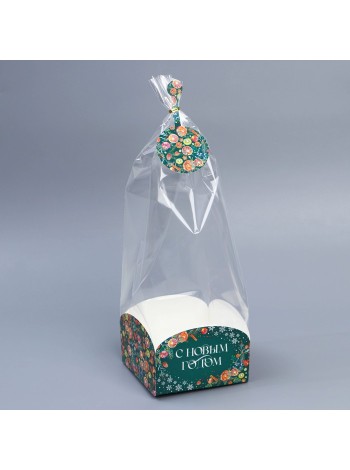 Пакет пластик с коробкой 12 х12 х40 см С Новым годом