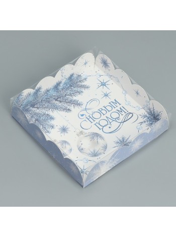 Коробка складная 13 х13 х3 см С Новым годом