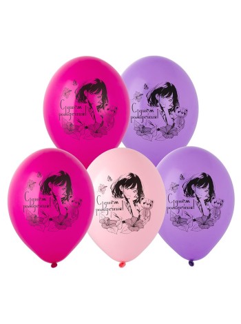 14"шелкография пастель Девочка аниме шар воздушный