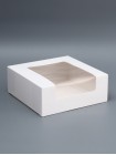 Коробка кондитерская 18  х18 х7 см с окном цвет белый
