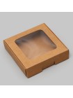 Коробка складная 13 х13 х3 см с окном крафт