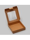 Коробка складная 13 х13 х3 см с окном крафт
