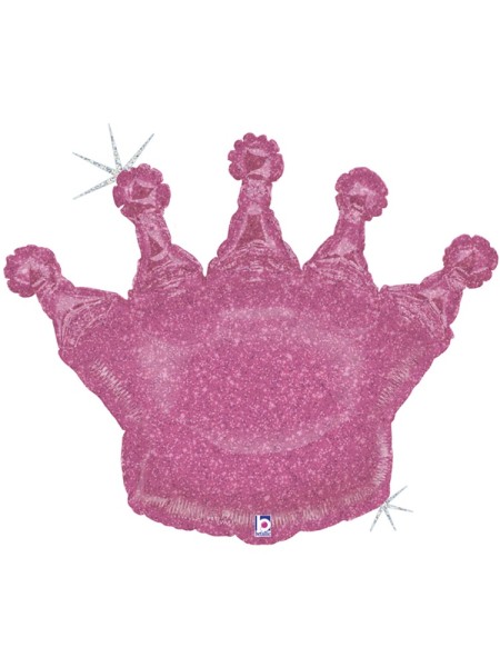 Фольга шар Корона розовая голография 36"/91 см Betallic