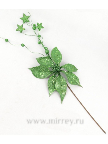 Ветка декоративная с цветком 63 см ярко-зеленый