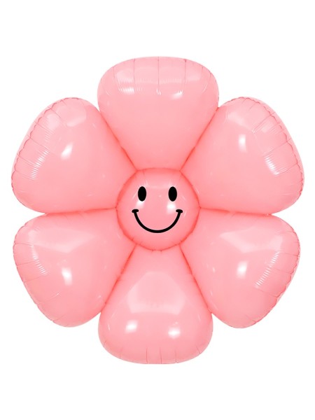Фольга шар фигура Цветок ромашки Улыбка розовая Китай 43"/ 109 см