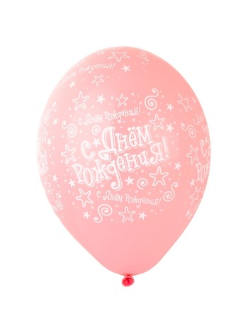 14"шелкография пастель С ДР Звезды розовые шар воздушный