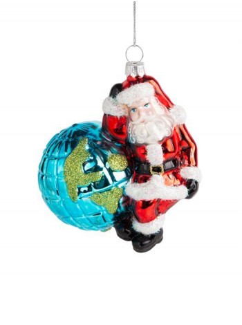 Дед Мороз и глобус стекло 9,3 х6,4 х0,7 см