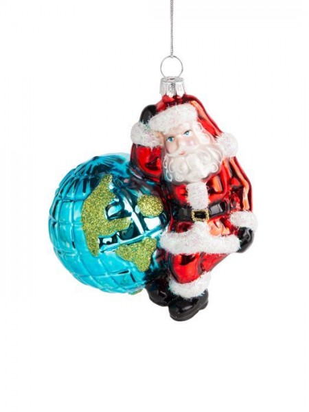 Дед Мороз и глобус стекло 9,3 х6,4 х0,7 см