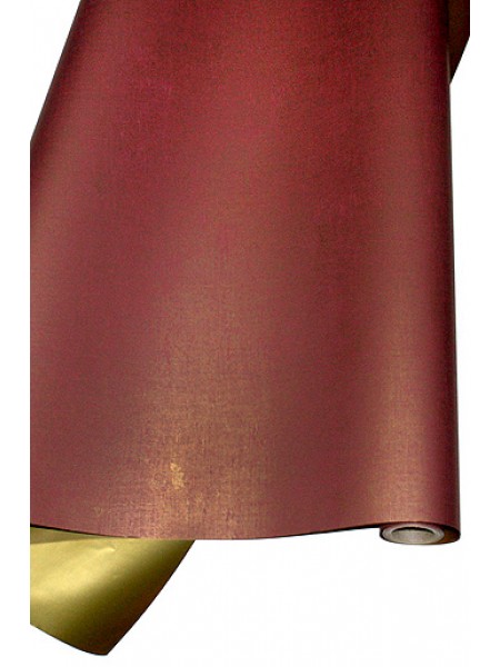 Бумага капелла 70 см х10 м 42/605-25 двусторонняя лен бордовый с золотом