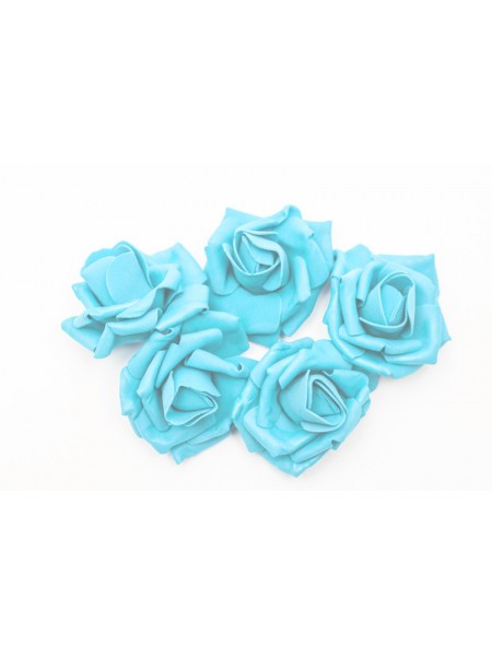 Роза 7 см фоамиран (20-25 шт в упаковке) светло-голубая