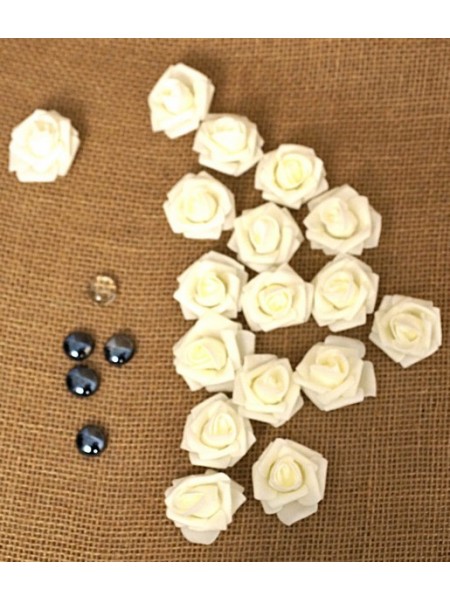 Роза 4,5 см фоамиран (40-50 шт в упаковке) ваниль