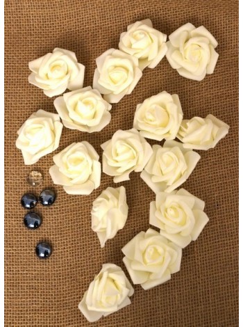 Роза 5,5 см фоамиран (40-50 шт в упаковке) ваниль
