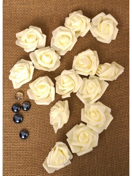 Роза 5,5 см фоамиран (40-50 шт в упаковке) ваниль