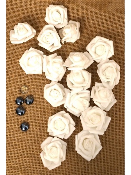 Роза 5,5 см фоамиран (40-50 шт в упаковке) белая