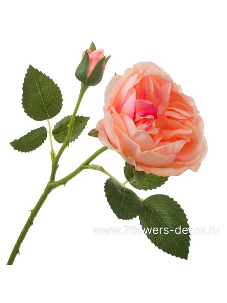 Роза пионовидная 50 см цветок искусственный цвет коралловый Арт 30234-CO