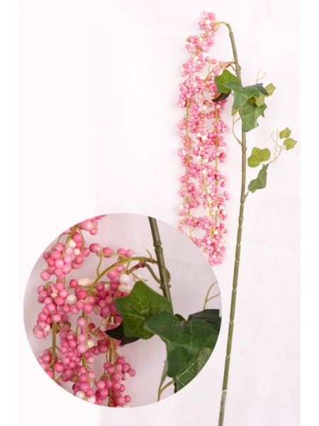 Ветка декоративная с розовой ягодой 140см