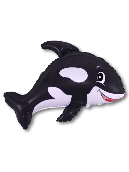 Фольга шар Дружелюбный кит черный 14"/35 см 1шт Испания