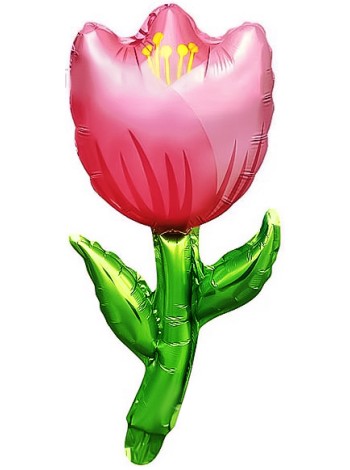 Фольга шар фигура мини Тюльпан розовый 17"/43 см с клапаном Китай 5 шт в упак