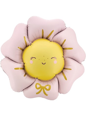 Фольга шар фигура Цветок Солнышко розовый сатин 41"/104 см Китай