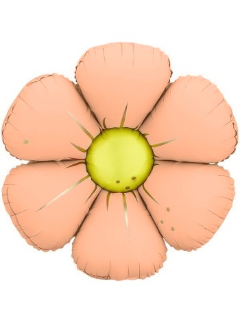 Фольга шар фигура Цветок Ромашка персиковый сатин 25"/64 см Китай НАДУВ ВОЗДУХОМ
