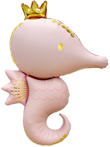 Фольга шар фигура Морская конек Светло-розовый сатин 42"/107 см Китай