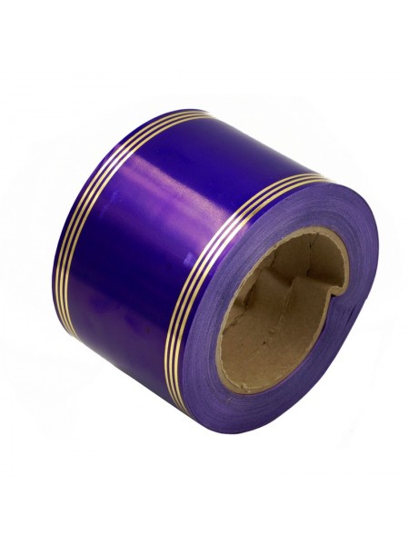 Лента полипропилен 8 см х50 ярд с золотой полосой лаковая цвет фиолетовый L829