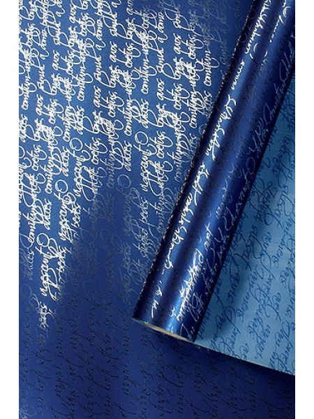 Бумага капелла 100 см х10 м 31/505-55 металл-блестящие слова на синем