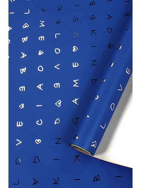 Бумага капелла 100 см х10 м 31/697-55 металл- буковки на синем