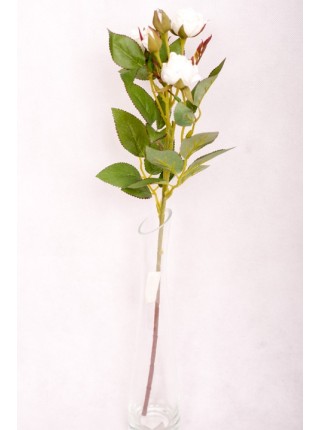 Роза чайная 72 см искусственная цвет белый HS-6-23