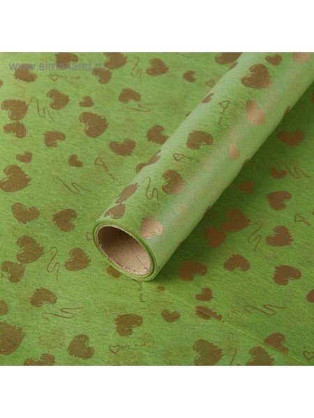 Фетр ламинированный Сердечки 60 см х 5 м цвет Зеленый