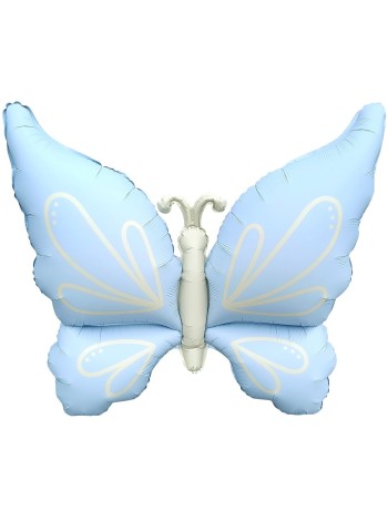 Фольга шар фигура Нежная бабочка 37"/94 см голубой сатин Китай