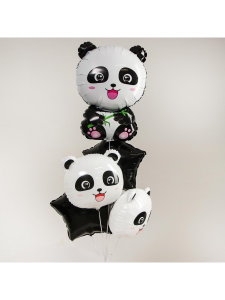 Букет шаров Веселые панды набор 5 шт