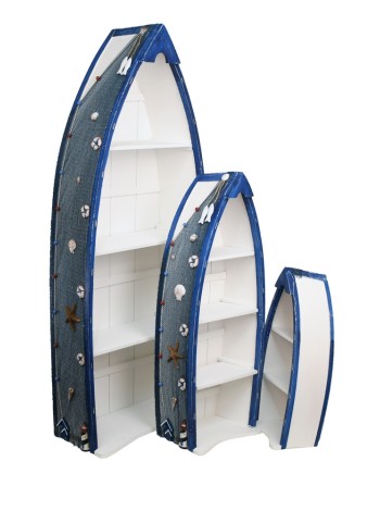 Этажерка Морская 112/76/50 см набор 3 шт фанера цвет бело-синий HS-24-26