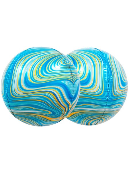 Фольга шар 3D Сфера б/рис 15"/37 см мрамор Blue Китай