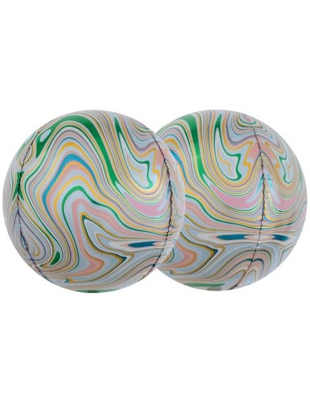 Фольга шар 3D Сфера б/рис 15"/37 см мрамор Green Китай