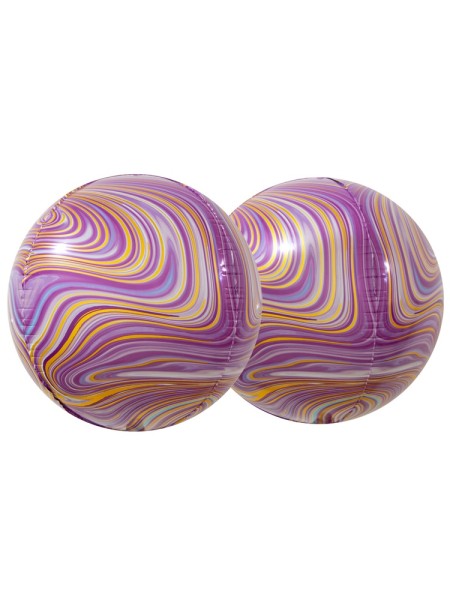 Фольга шар 3D Сфера б/рис 15"/37 см мрамор Purple Китай