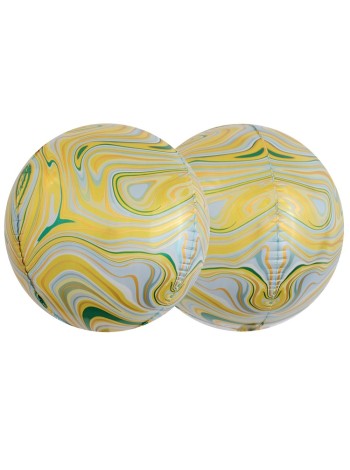 Фольга шар 3D Сфера б/рис 15"/37 см мрамор Yellow Китай