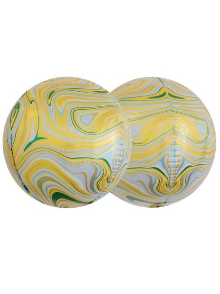 Фольга шар 3D Сфера б/рис 15"/37 см мрамор Yellow Китай